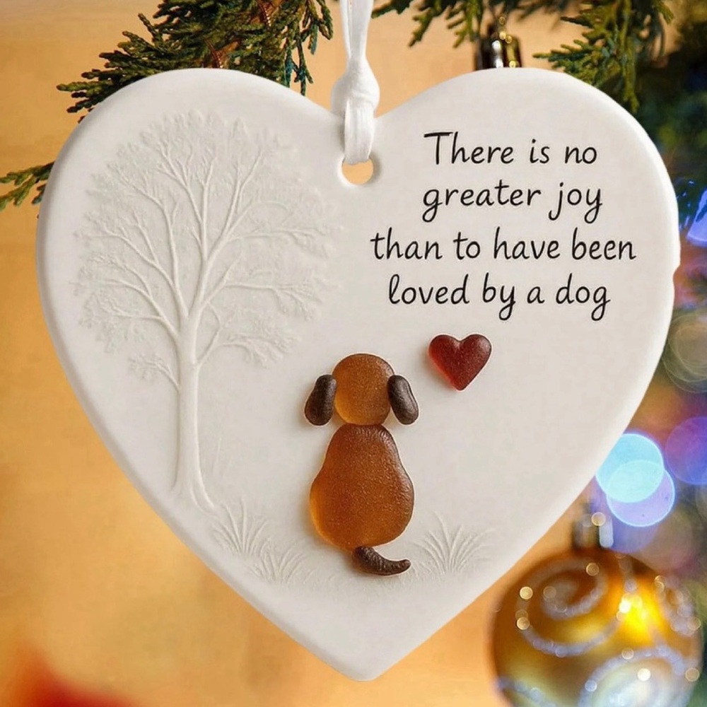 Heart Dog Wood Christmas Ornament (NWT) - Picture 7 of 10